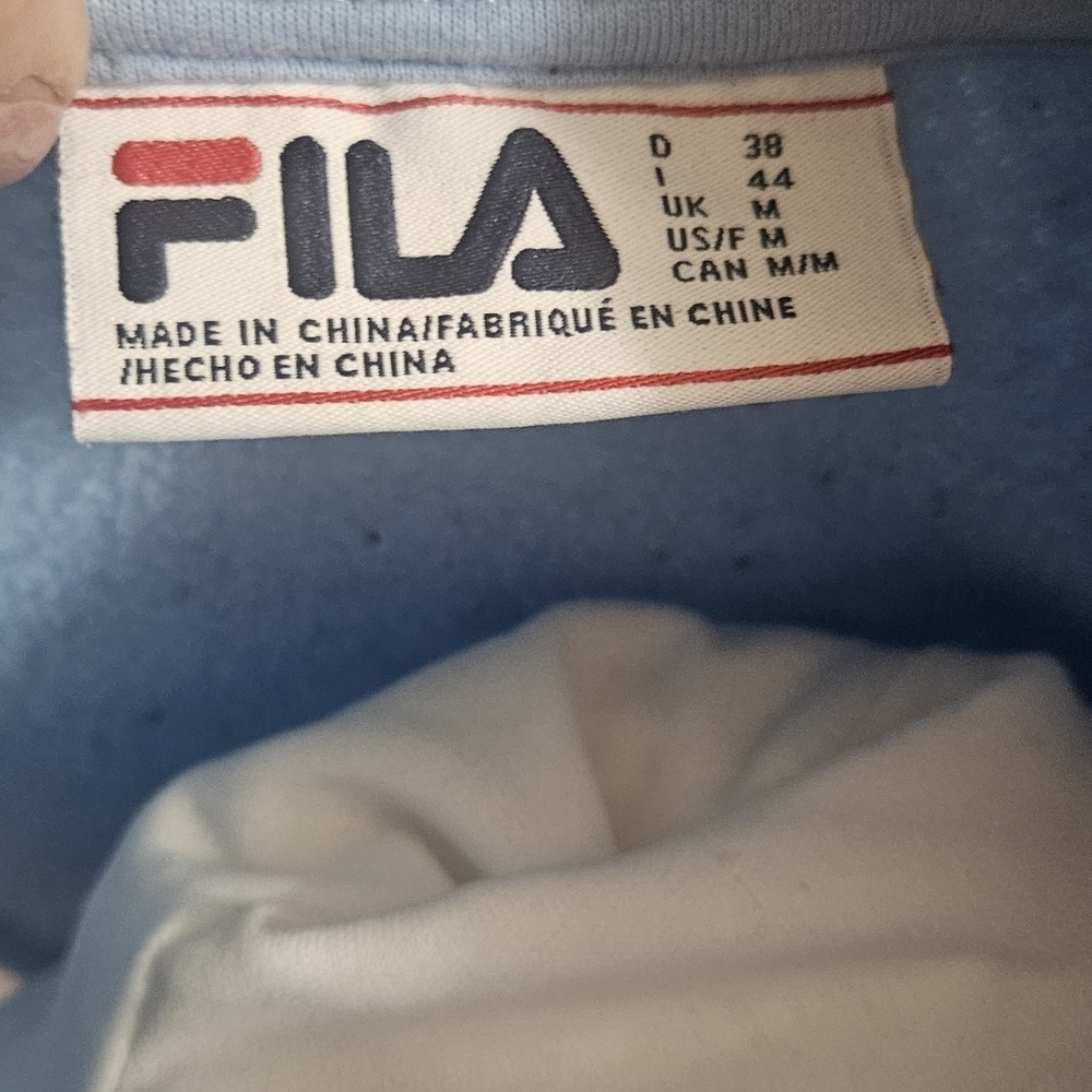 Fila Sport Blue Black & White Chevron 1/4 Zip Sweatshirt Sweater Wmn's M Comfy - Picture 5 of 9